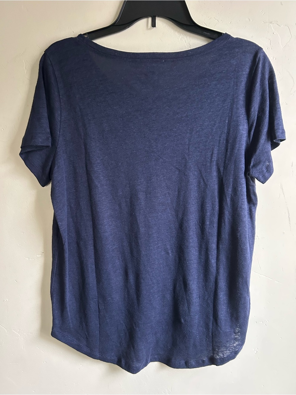 ▶️ Pure Collection 100% Linen Tee Shirt Womens US 12 Navy Blue Minimalist - Picture 2 of 9